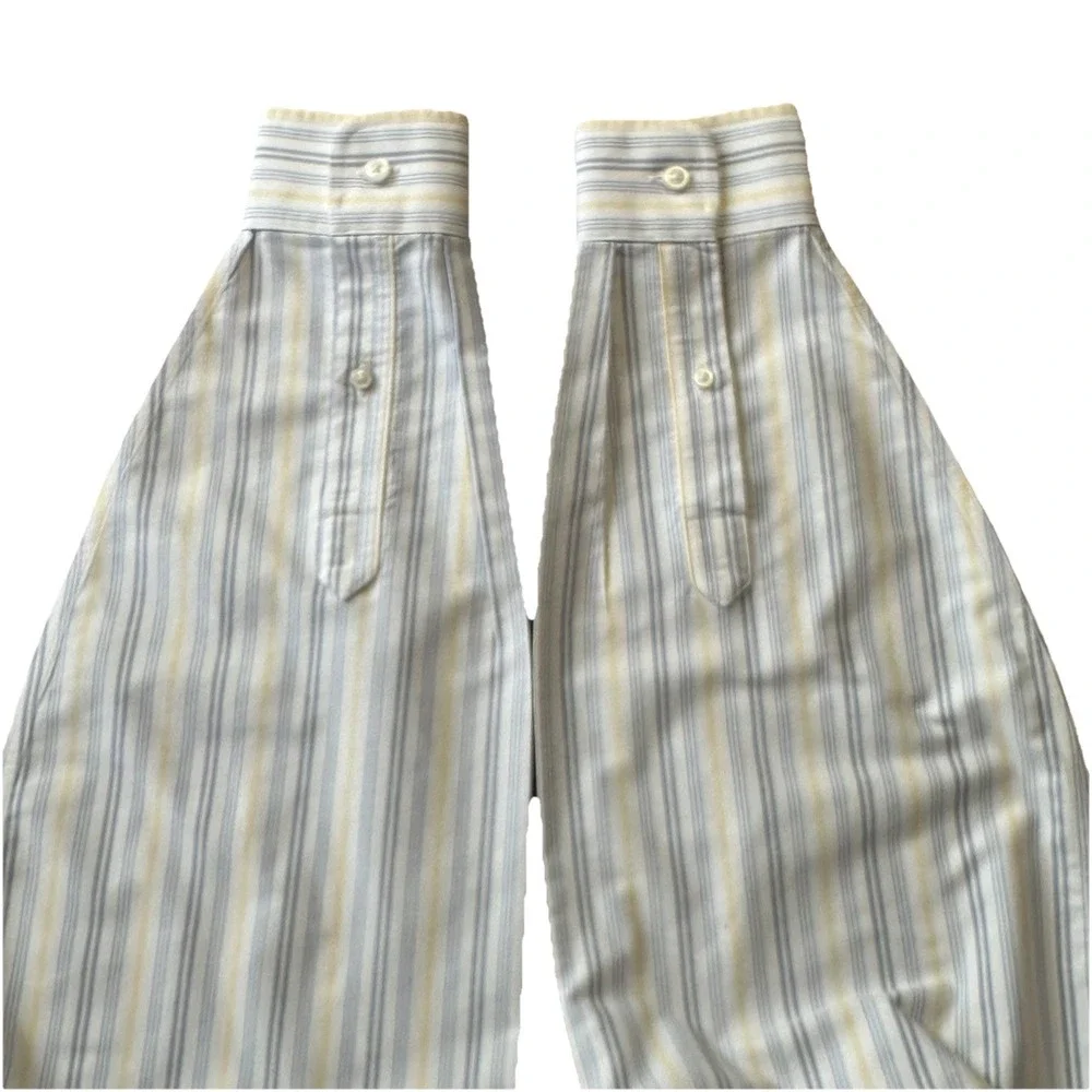LL Bean Traditional Fit 16 35 Blue Yellow Striped Oxford Preppy Shirt Timeless